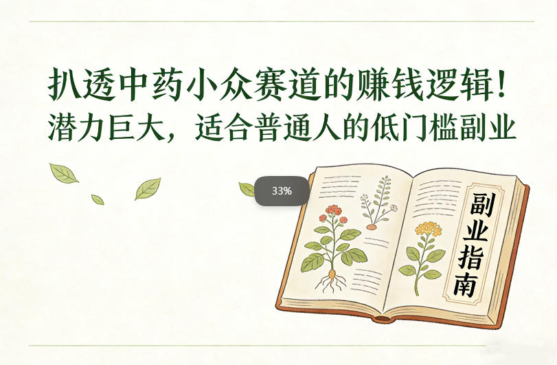 扒透中药小众赛道的賺米逻辑，潜力巨大，适合普通人的低门槛副业-琴书聊项目