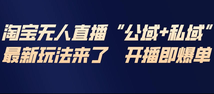 淘宝无人直播完整教程，公试+私域，最新玩法来了，开播即爆单-琴书聊项目