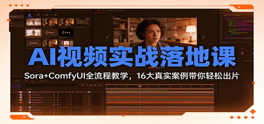 AI视频实战落地课：Sora+ComfyUI全流程教学，16大真实案例带你轻松出片-琴书聊项目