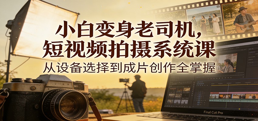 小白变身老司机，短视频拍摄系统课，从设备选择到成片创作全掌握-琴书聊项目
