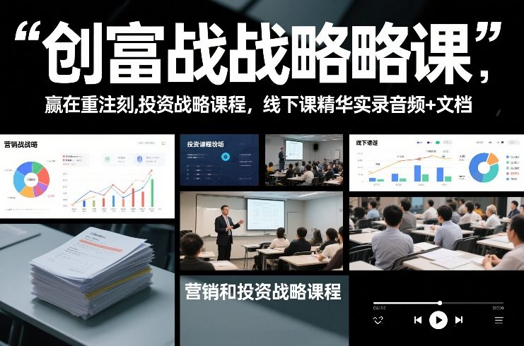 创富战略课，赢在重注时刻，营销和投资战略课程，线下课精华实录音频+文档-琴书聊项目