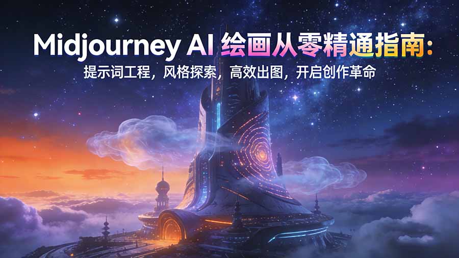 Midjourney AI绘画从零精通指南：提示词工程，风格探索，高效出图，开启创作革命-琴书聊项目