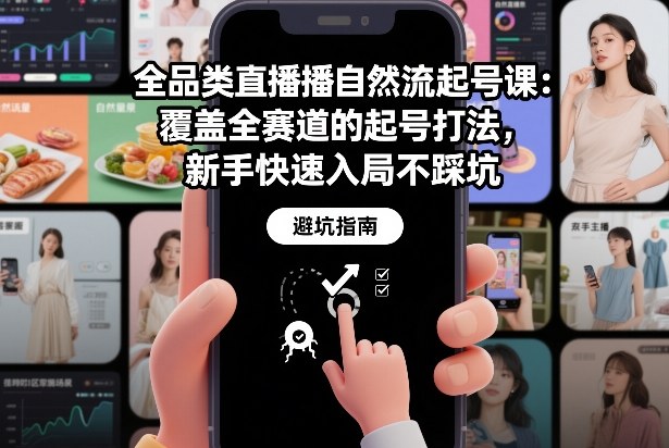 全品类直播自然流起号课：覆盖全赛道的起号打法，新手快速入局不踩坑-琴书聊项目