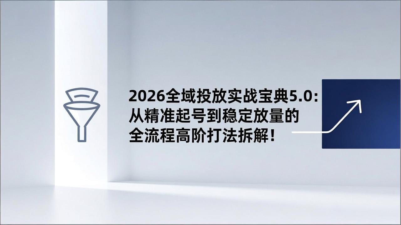 2026全域投放实战宝典5.0：从精准起号到稳定放量的全流程高阶打法拆解！-琴书聊项目