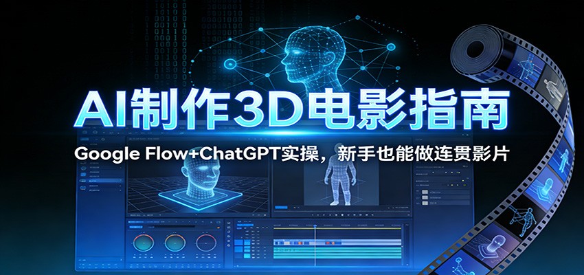 AI制作3D电影指南：Google Flow+ChatGPT实操，新手也能做连贯影片-琴书聊项目