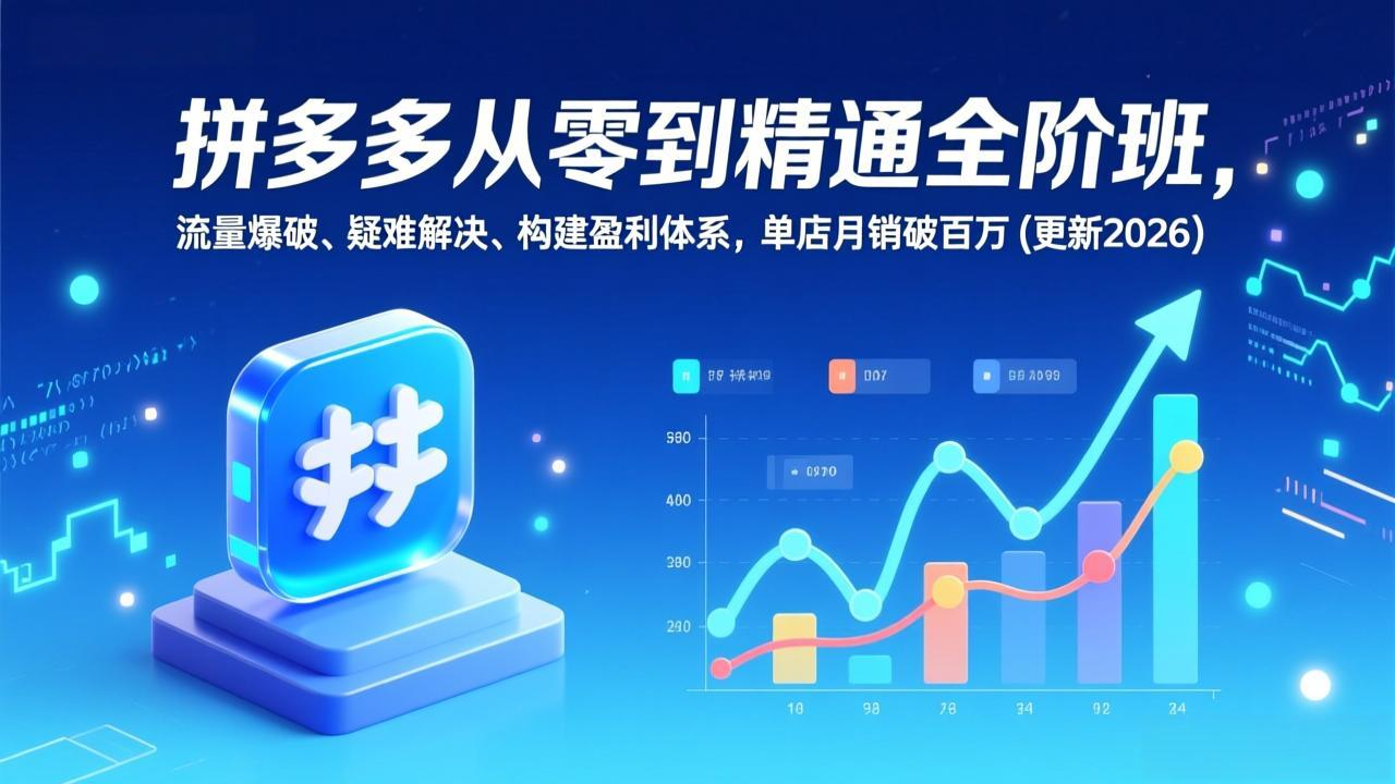 拼多多从零到精通全阶班，流量爆破、疑难解决，构建盈利体系，单店月销破百万(更新2026-琴书聊项目