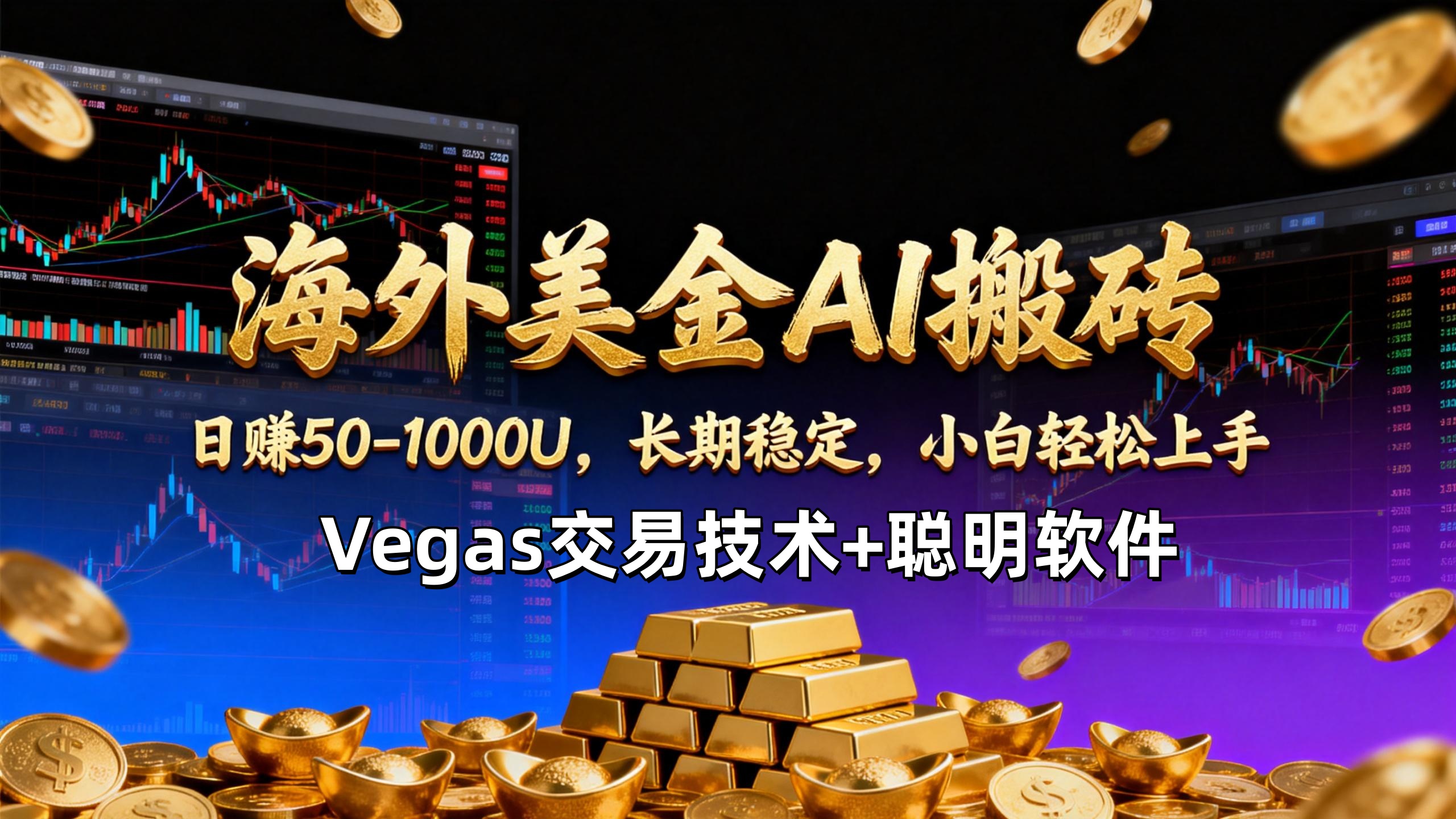 【海外美金AI搬砖】Vegas交易技术+聪明软件，日赚50-1000U，长期稳定，小白轻松上手。-琴书聊项目