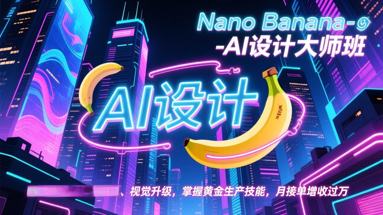 Nano Banana-AI设计大师班，修图合成、广告创作、视觉升级，掌握黄金生产技能，月接单增收过万-琴书聊项目