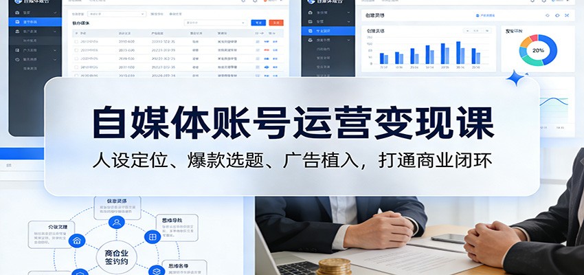 自媒体账号运营变现课：人设定位、爆款选题、广告植入，打通商业闭环-琴书聊项目