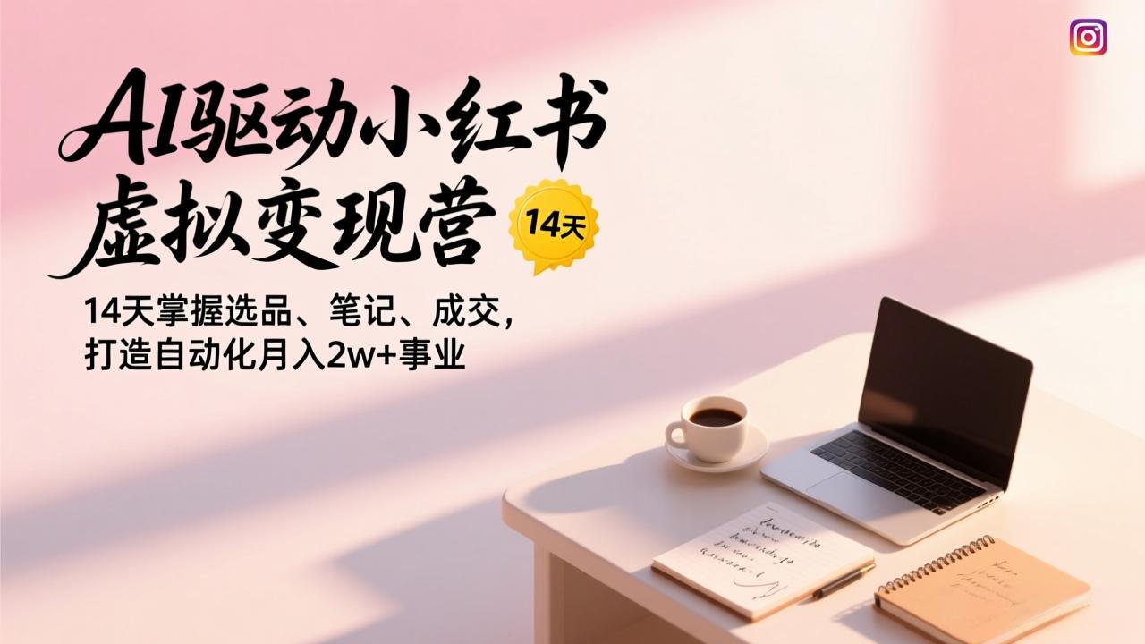 AI驱动小红书虚拟变现营，14天掌握选品、笔记、成交，打造自动化月入2w+事业-琴书聊项目
