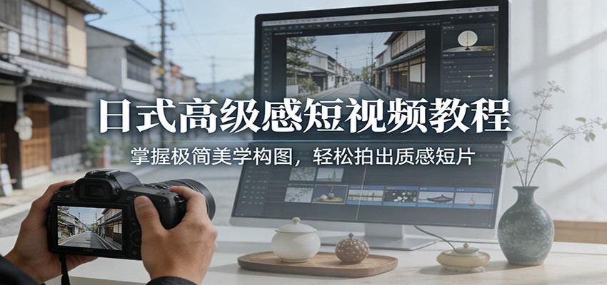 日式高级感短视频教程：掌握极简美学构图，轻松拍出质感短片-琴书聊项目