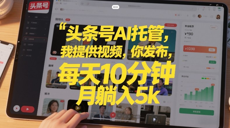 头条号AI托管，我提供视频，你发布，每天10分钟，月躺入5k+【揭秘】-琴书聊项目