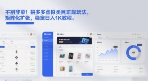 不割韭菜！拼多多虚拟类目正规玩法，矩阵化扩张，稳定日入1K教程【揭秘】-琴书聊项目