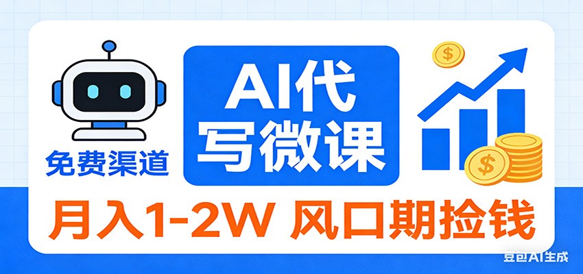 2026告别打工！AI 代写微课，提供免费渠道，月入 1-2W 风口期捡钱-琴书聊项目