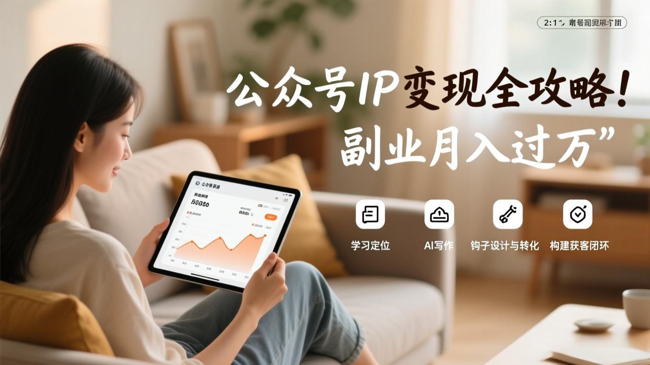 公众号IP变现全攻略，学习定位、AI写作、钩子设计与转化，构建获客闭环，副业月入过万-琴书聊项目