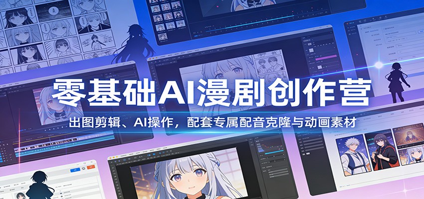 零基础AI漫剧创作营：出图剪辑、AI操作，配套专属配音克隆与动画素材-琴书聊项目