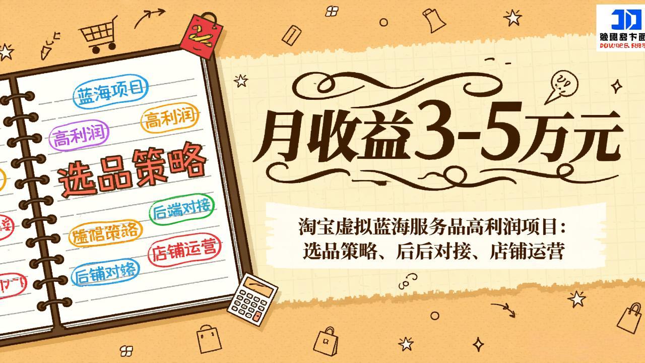 淘宝虚拟蓝海服务品高利润项目：选品策略、后端对接、店铺运营，月收益可达3-5万元-琴书聊项目