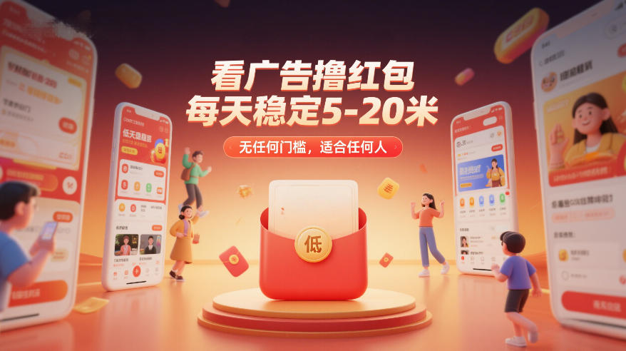 看广告撸红包，每天稳定5-20米，无任何门槛，适合任何人-琴书聊项目
