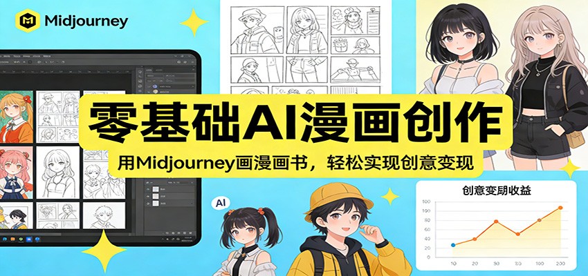 零基础AI漫画创作：用Midjourney画漫画书，轻松实现创意变现-琴书聊项目