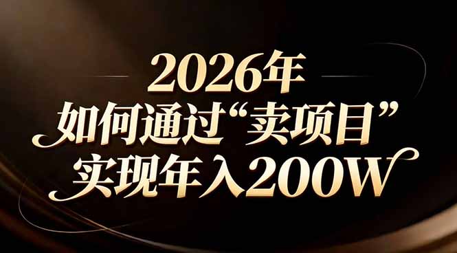站在2026年的十字路口：一个普通人如何通过卖项目实现年入200万-琴书聊项目