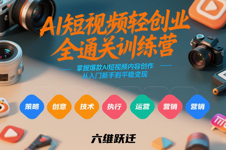 AI短视频轻创业全通关训练营，掌握爆款AI短视频内容创作，从入门新手到平稳变现的六维跃迁-琴书聊项目