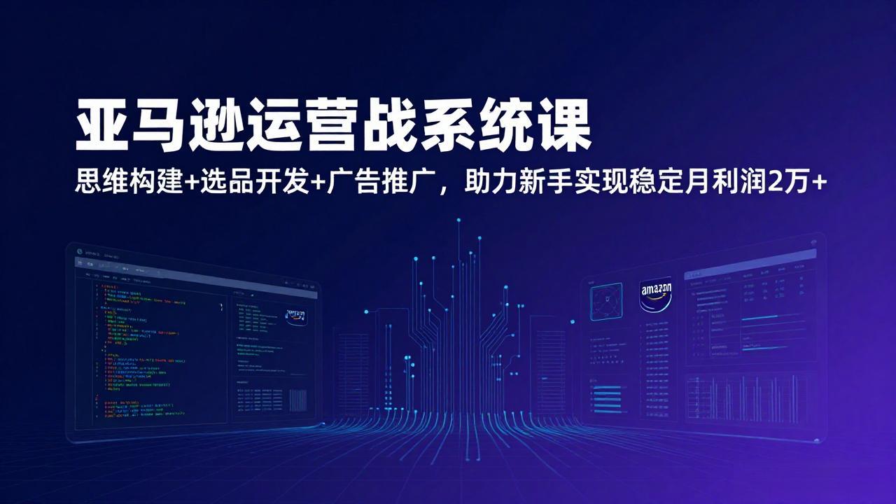 亚马逊运营实战系统课，思维构建+选品开发+广告推广，助力新手实现稳定月利润2万+(更新-琴书聊项目