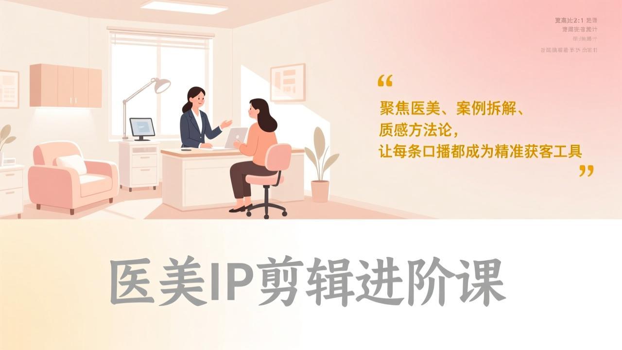 医美IP剪辑进阶课，聚焦医美、案例拆解、质感方法论，让每条口播都成为精准获客工具-琴书聊项目