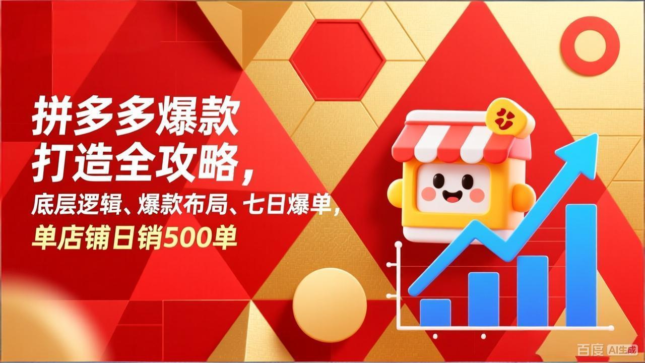拼多多爆款打造全攻略，底层逻辑、爆款布局、七日爆单，单店铺日销500单-琴书聊项目
