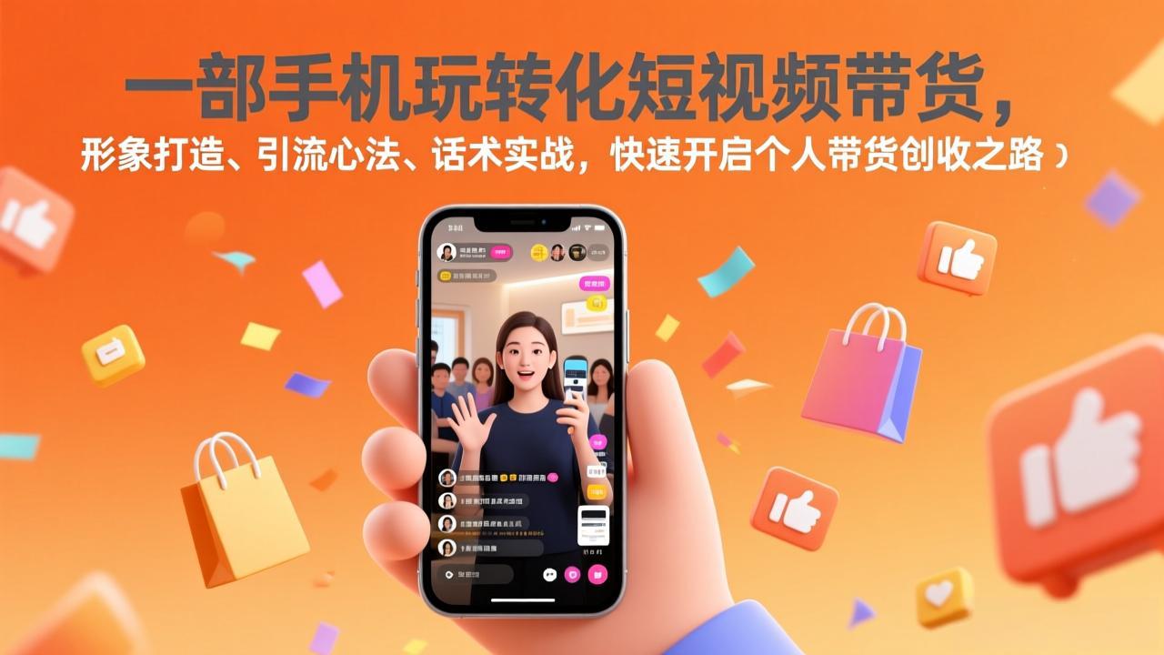 一部手机玩转化短视频带货，形象打造、引流心法、话术实战，快速开启个人带货创收之路-琴书聊项目