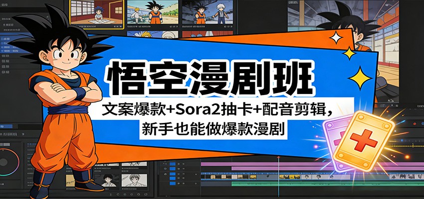 悟空漫剧班：文案爆款+Sora2抽卡+配音剪辑，新手也能做爆款漫剧-琴书聊项目