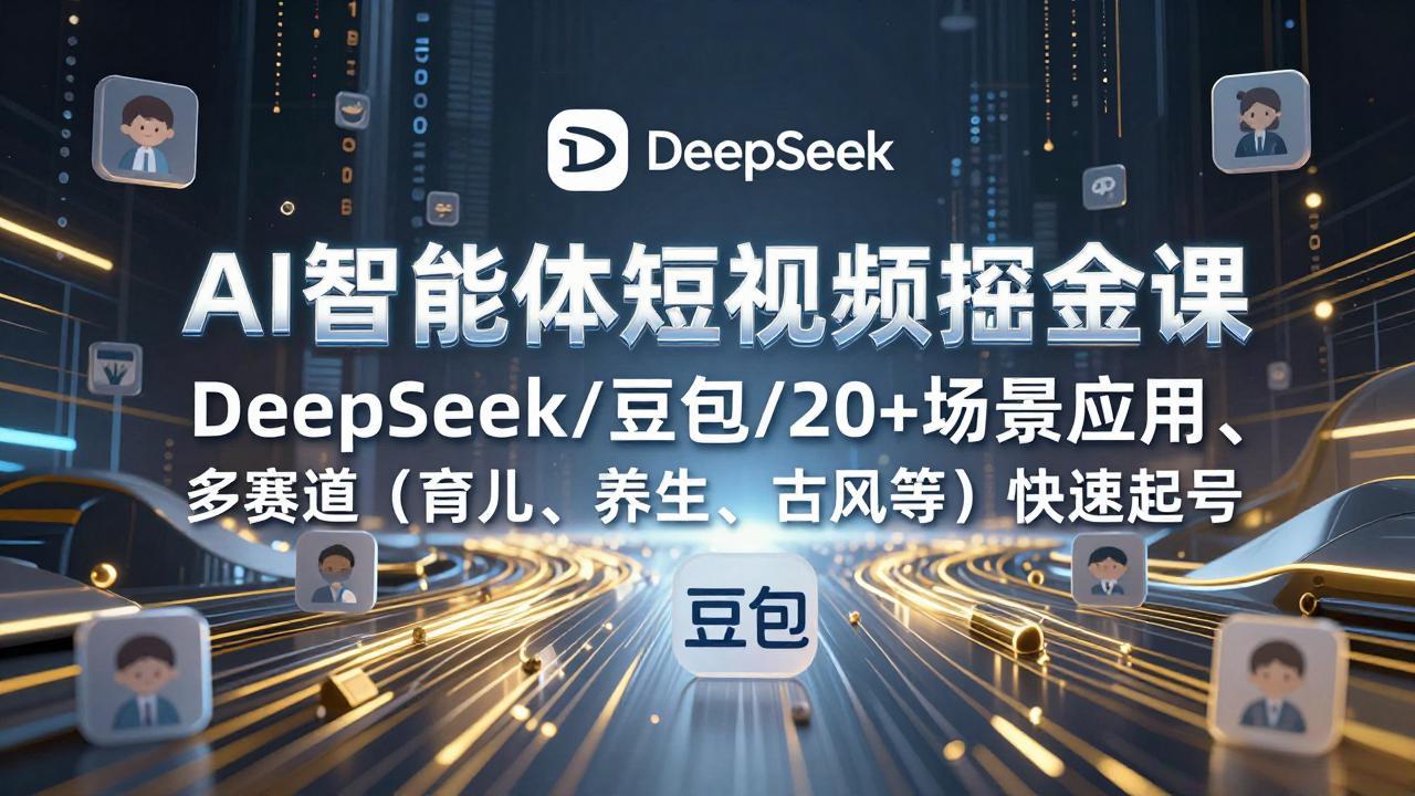 AI智能体短视频掘金课，DeepSeek/豆包/20+场景应用、多赛道(育儿、养生、古风等-琴书聊项目