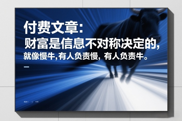 付费文章：财富是信息不对称决定的，就像慢牛，有人负责慢，有人负责牛-琴书聊项目