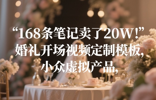 168条笔记卖了20W！婚礼开场视频定制模板，小众虚拟产品-琴书聊项目