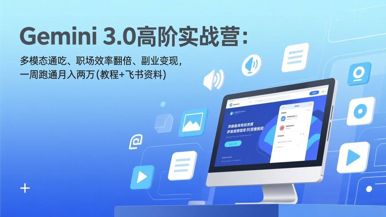 Gemini 3.0高阶实战营：多模态通吃、职场效率翻倍、副业变现，一周跑通月入两万(教程+飞书资料-琴书聊项目