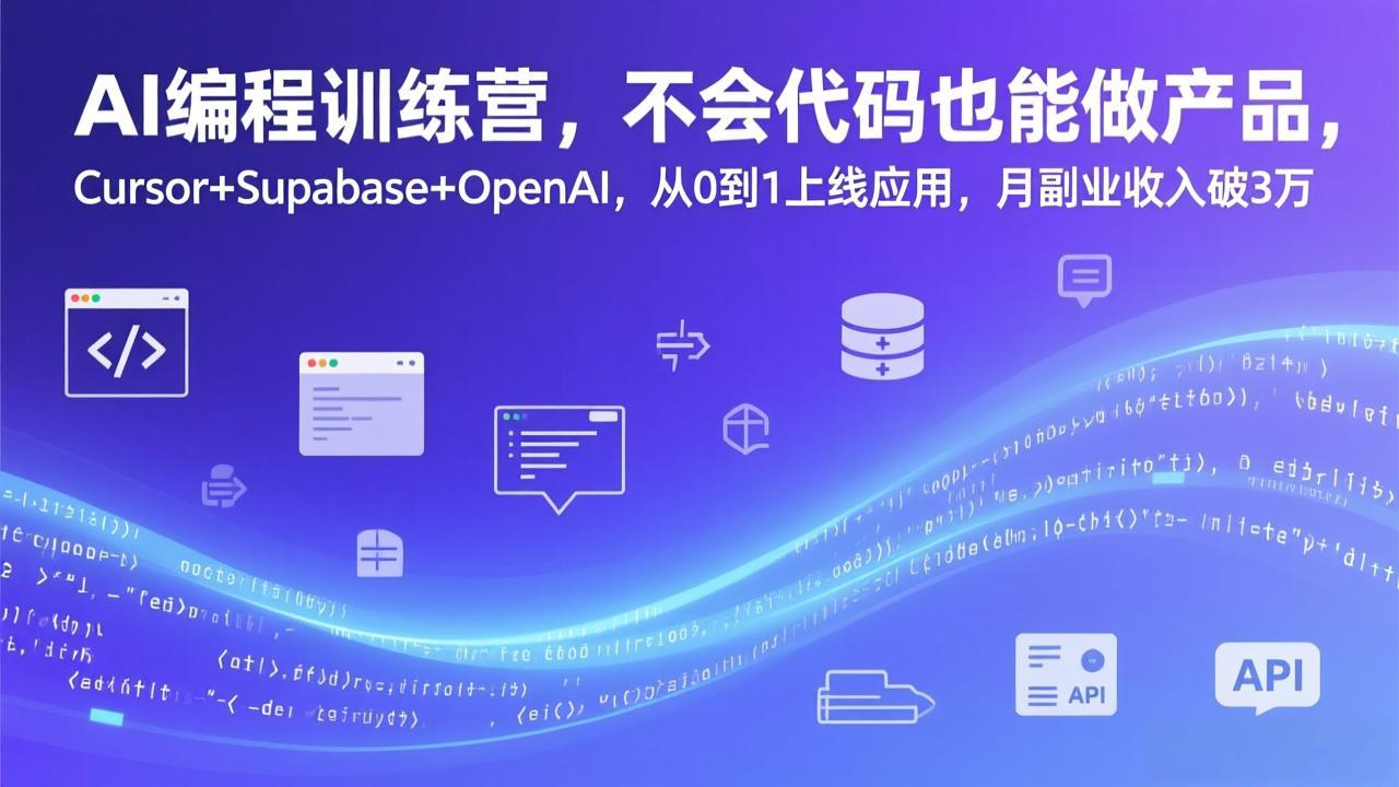 AI编程训练营，不会代码也能做产品，Cursor+Supabase+OpenAI，从0到1上线应用，月副业收入破3万-琴书聊项目