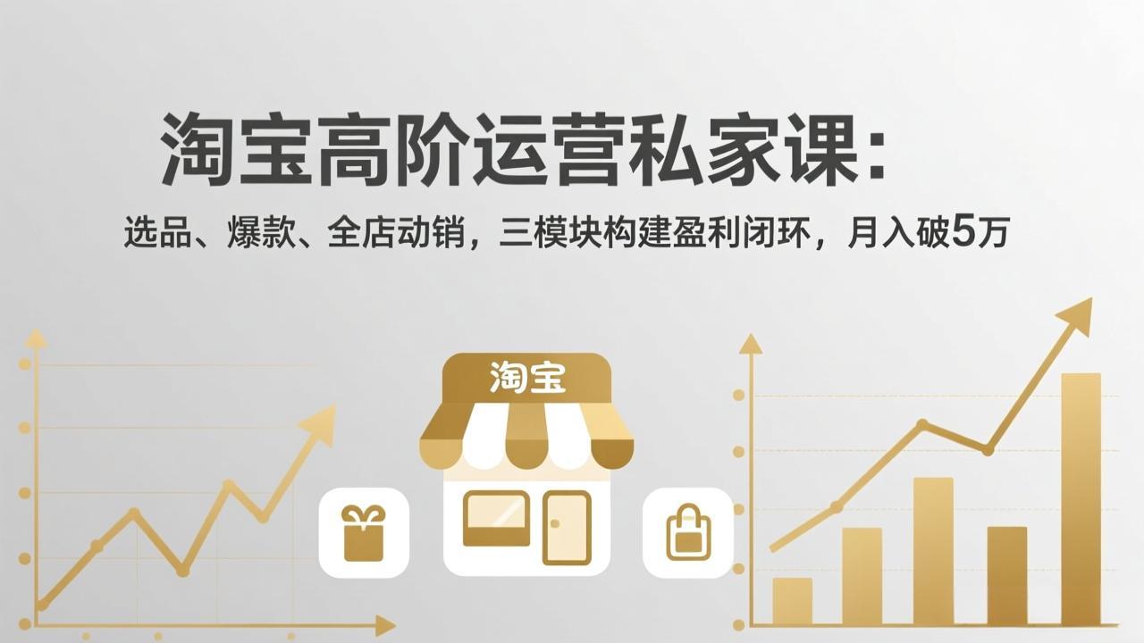 淘宝高阶运营私家课：选品、爆款、全店动销，三模块构建盈利闭环，月入破5万(更新26年2月-琴书聊项目