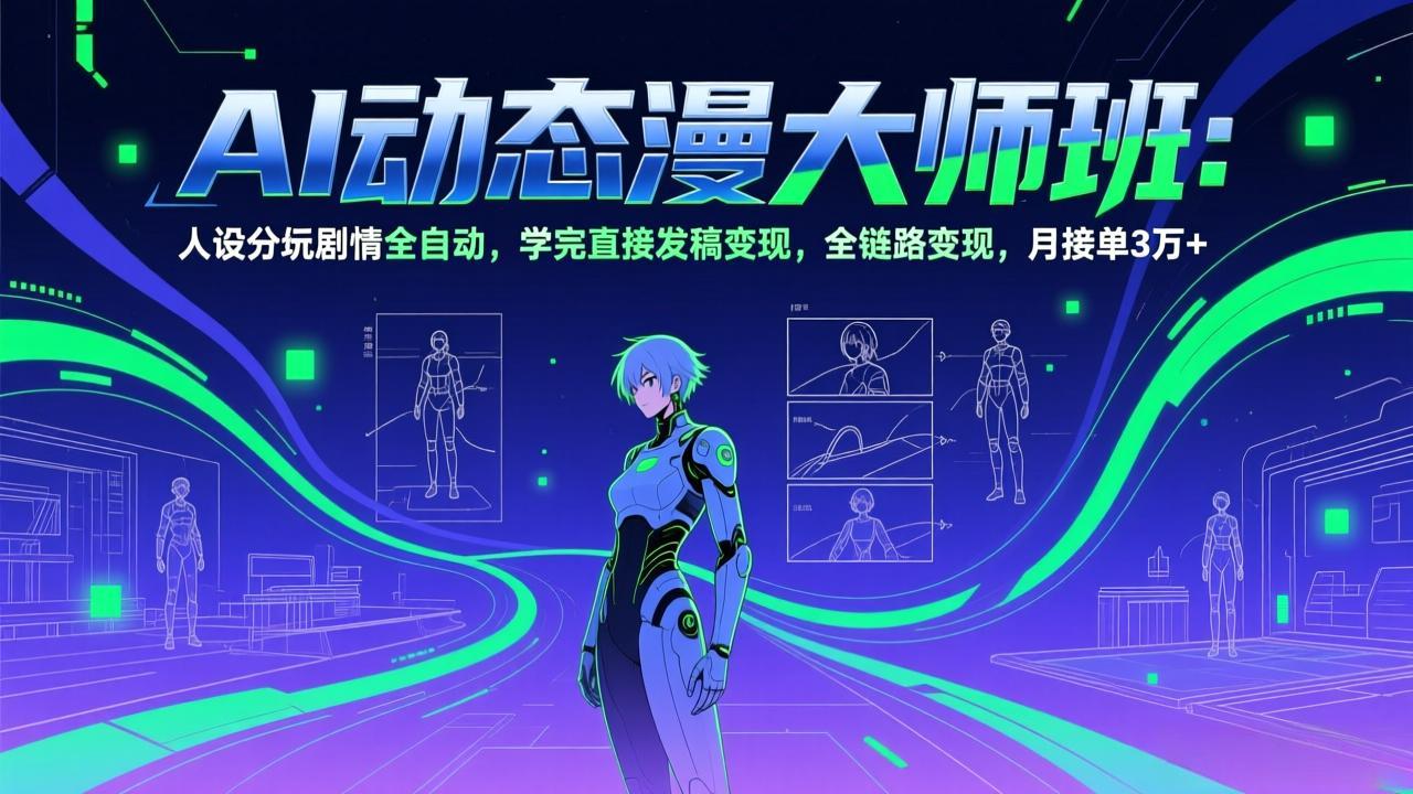 AI动态漫剧大师班：人设分镜剧情全自动，学完直接发稿变现，全链路变现，月接单3万+-琴书聊项目