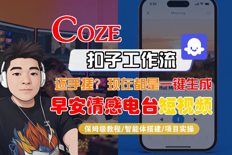 【Coze工作流搭建实操教程】【coze】早安情感电台日签视频还在手动做？用扣子工作流自动生成，省时90%-琴书聊项目