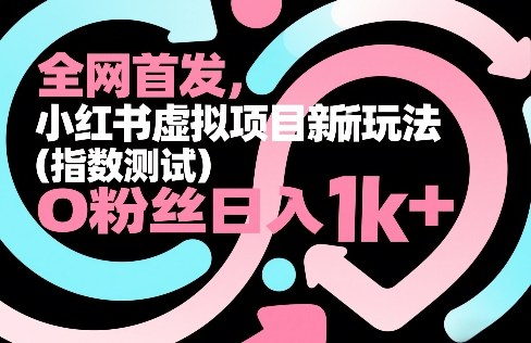 全网首发，小红书虚拟项目新玩法(指数测试)，0粉丝日入1k+，整个玩法完整拆解！-琴书聊项目