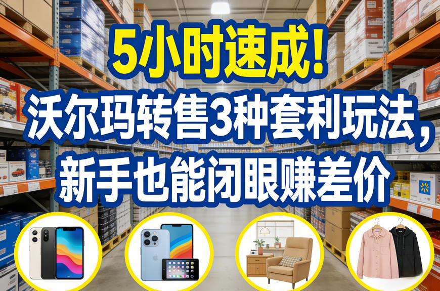 5小时速成！沃尔玛转售3种套利玩法，新手也能闭眼賺差价-琴书聊项目