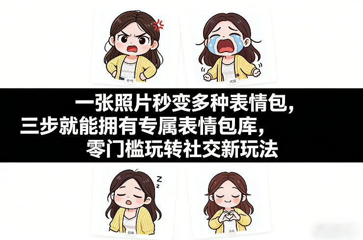 一张照片秒变多种表情包，三步就能拥有专属表情包库，零门槛玩转社交新玩法【文档】-琴书聊项目