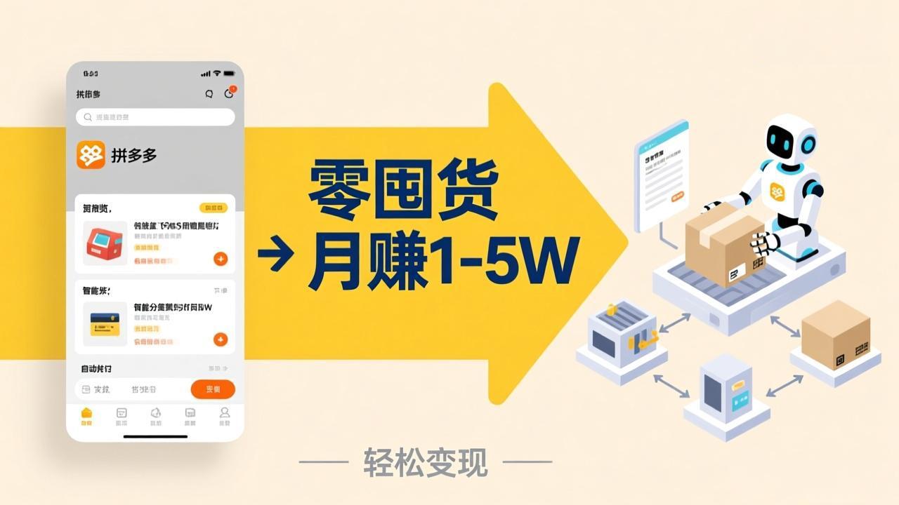 不用囤货不用跑单！拼多多虚拟玩法，机器人管理发货和客服，帮你月赚 1-5W-琴书聊项目