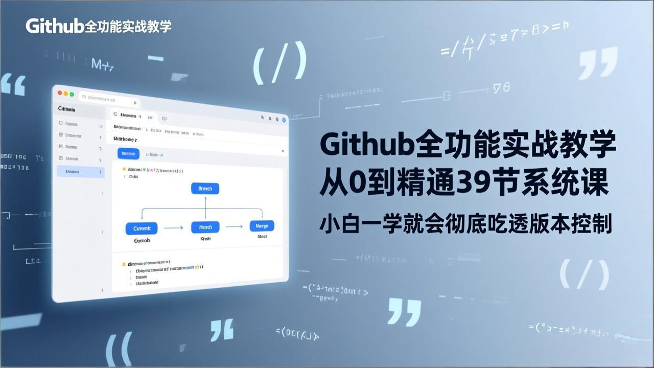 GitHub-全功能实战教学，从0到精通39节系统课，小白一学就会彻底吃透版本控制-琴书聊项目