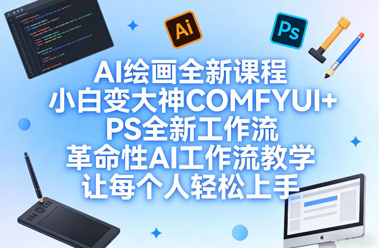 AI绘画全新课程，小白变大神COMFYUI+PS全新工作流，革命性AI工作流教学，让每个人轻松上手-琴书聊项目