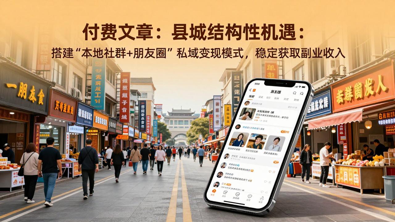 付费文章：县城结构性机遇：搭建“本地社群+朋友圈”私域变现模式，稳定获取副业收入-琴书聊项目