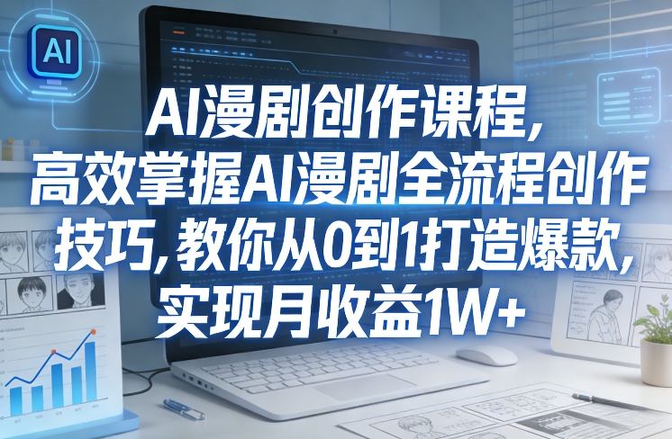 某社群AI漫剧创作课程，高效掌握AI漫剧全流程创作技巧，教你从0到1打造爆款，实现月收益1W+-琴书聊项目