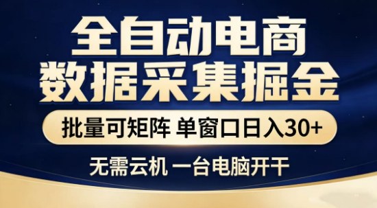独家电商数据全自动采集项目，批量可矩阵，单窗口轻松日入3张+【揭秘】-琴书聊项目
