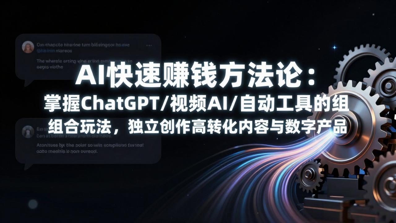 AI快速赚钱方法论：掌握ChatGPT/视频AI/自动化工具的组合玩法，独立创作高转化内容与数字产品-琴书聊项目