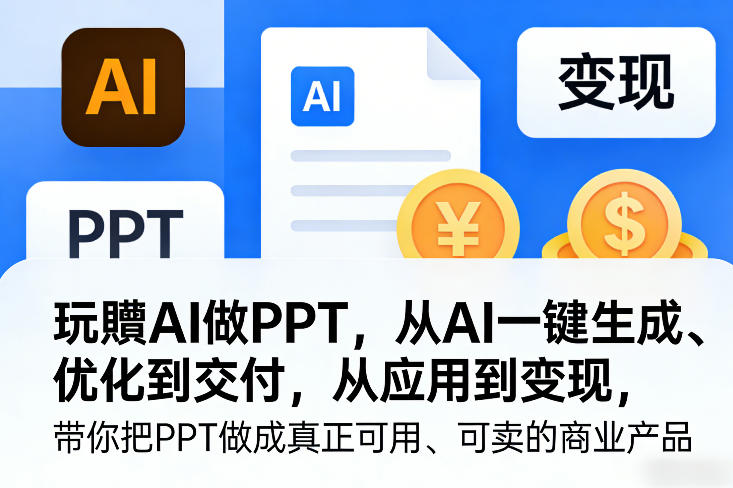 玩賺AI做PPT，从AI一键生成、优化到交付，从应用到变现，带你把PPT做成真正可用、可卖的商业产品-琴书聊项目