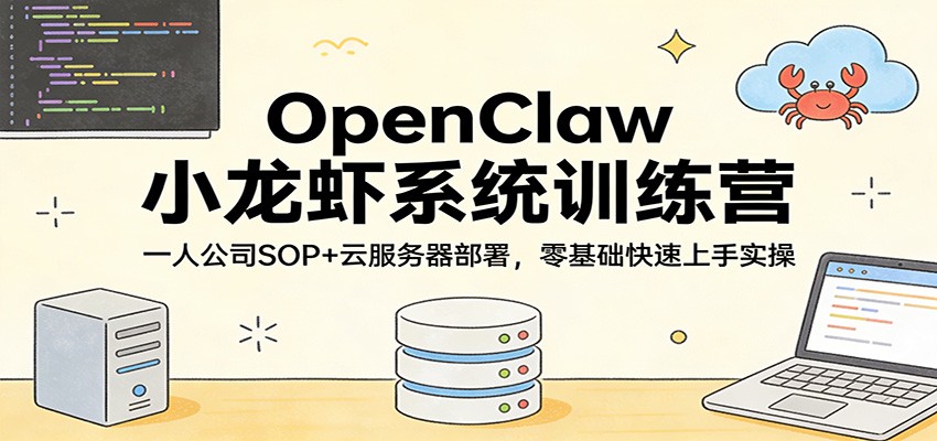 OpenClaw小龙虾系统训练营：一人公司SOP，云服务器部署，零基础快速上手实操-琴书聊项目